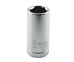 K Tool International 26108 - 1/4in. Drive Standard 6 Point Chrome Socket 8mm