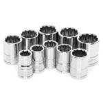 Wilmar W38800 - 10 Pc 3/8'' Dr 12pt MM Socket Set